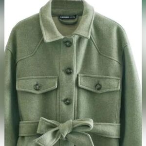 Large Fit Women's Green Belted Jacket